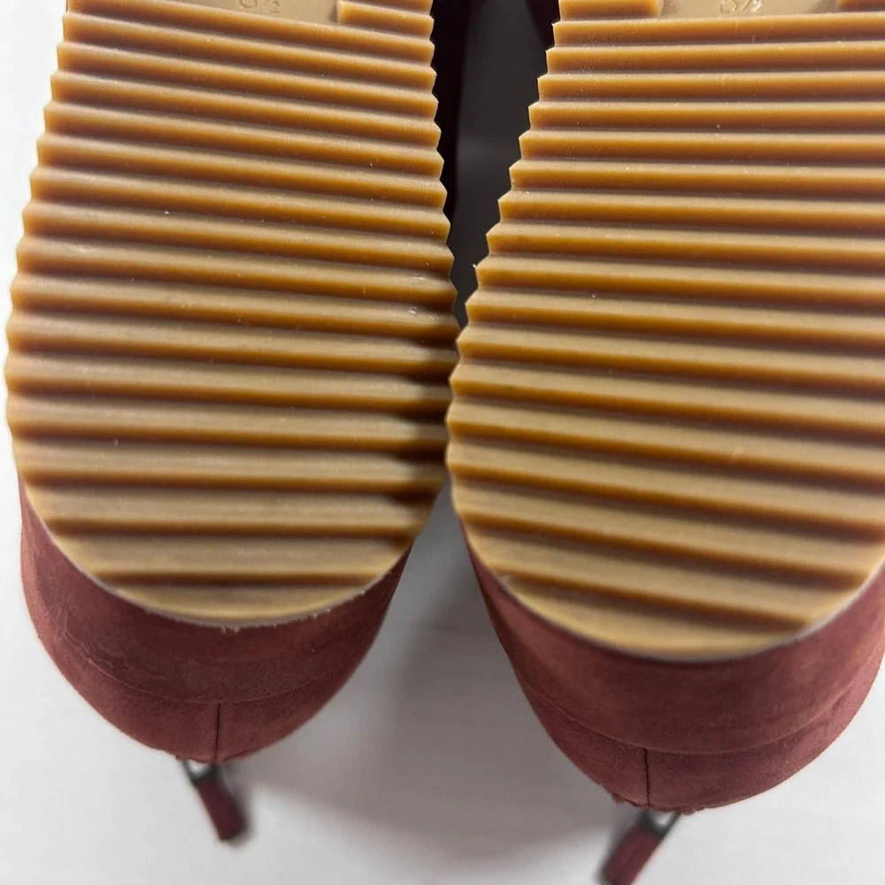 Eileen Fisher Elon Platform Wedge Sandals Womens 8.5 Dusty Red Nubuck Leather